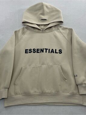 FEAR OF GOD ESSENTIALS HOODIE SWEATSHIRT SIZE M CREAM BEIGE (FLAWED)